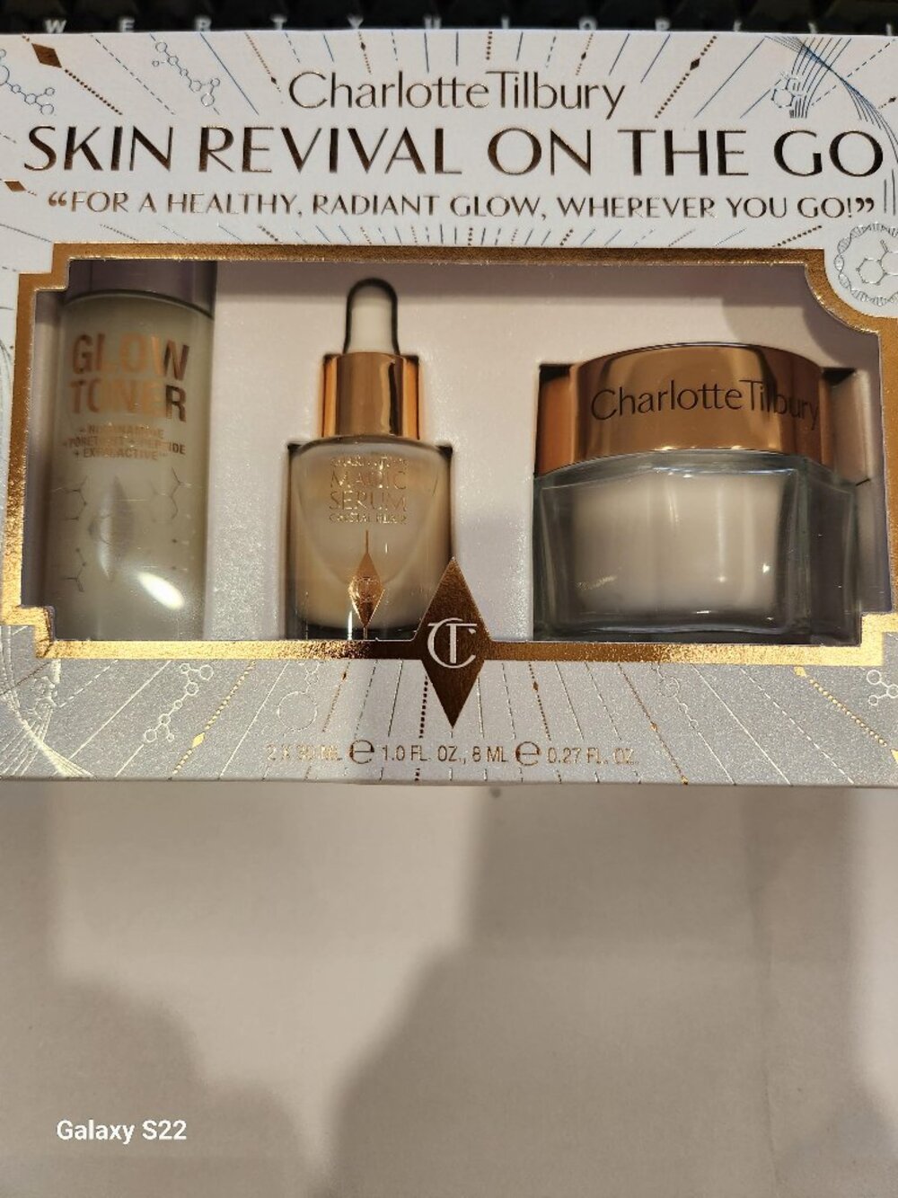 BRAND NEW UNOPENED- CHARLOTTE TILBURY SKIN REVIVAL ON THE GO TONER,SERUM & CREAM